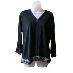 DKNY Black Cardigan with Sparkly Trim Large